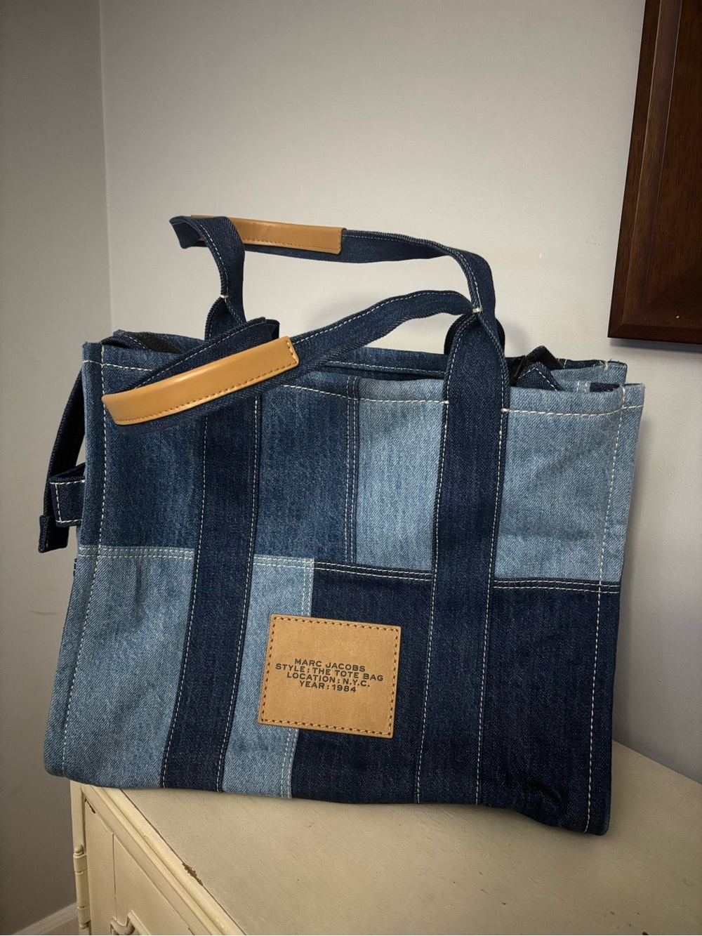 Marc Jacobs The Tote Bag Denim Patchwork - Blue (Large) - Picture 2 of 4
